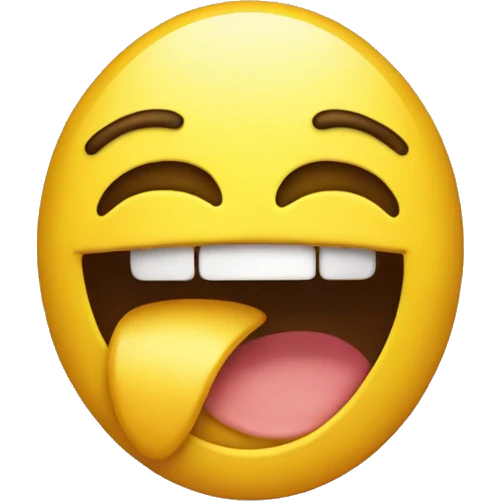Yellow emoji with mouth doing an open mouthed upside down smile with squinted eyes emoji