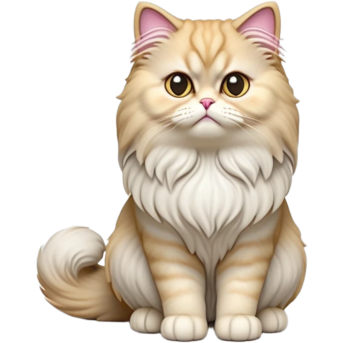 cinematic-[persian cat]-realistic-full-body-sitting-emoji,-tail-curled-playfully-around-its-paws,-head-tilted-dramatically,-fluffy-[persian cat]-fur,-simplified-yet-realistic-focused-features,-highly-detailed,-glowing-with-an-almost-sarcastic-glow emoji