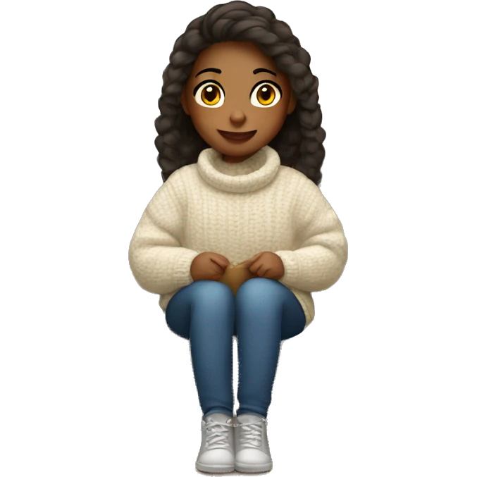 Girl sitting in cozy sweater emoji
