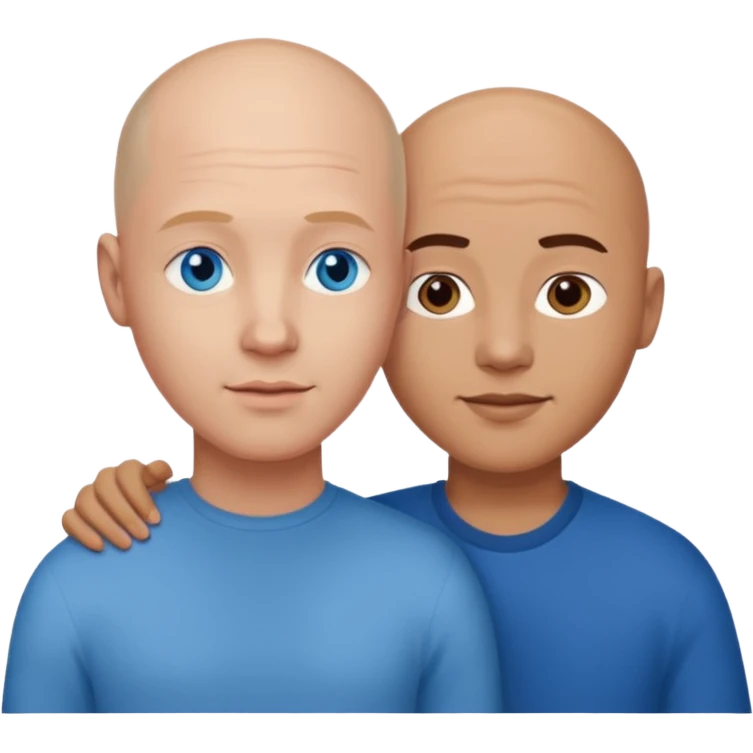 Bald white man blue eyes in love with Filipina woman emoji