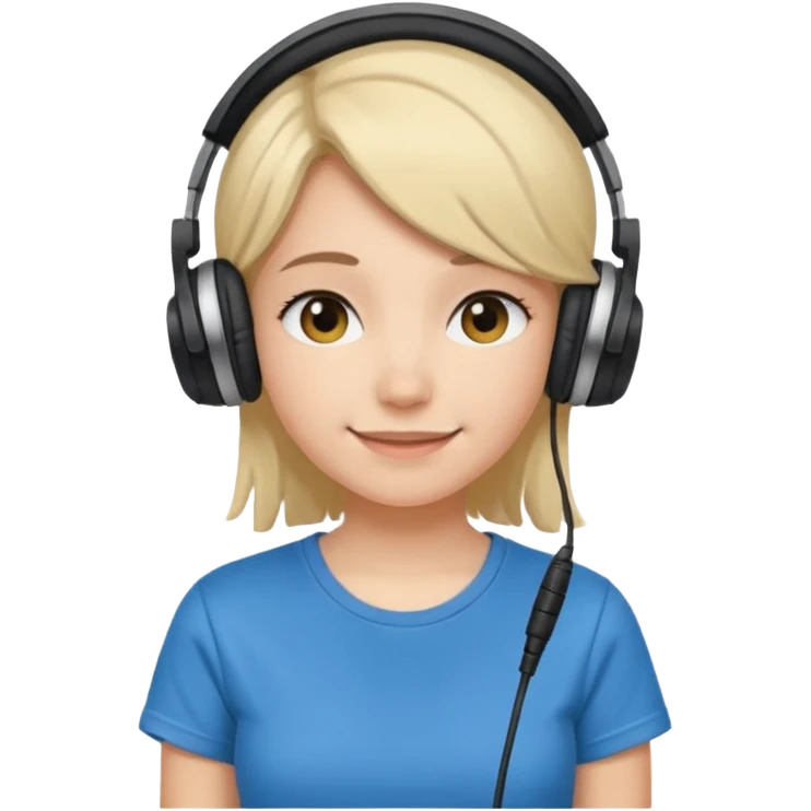Female, shy, wearing headphone having mic, t-shirt 


 emoji