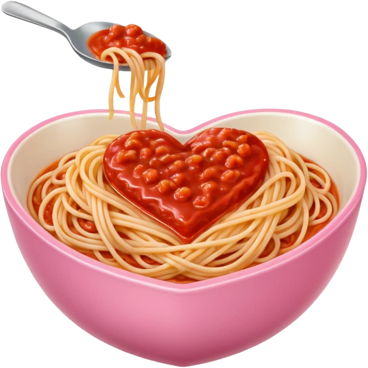 Spaghetti in heartshaped pink bowl emoji