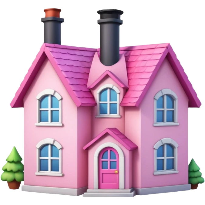 Pretty pink cartoon house emoji
