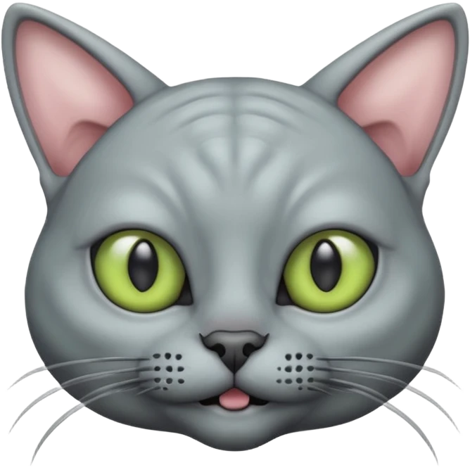 alien cat with no fur, and spectacles emoji