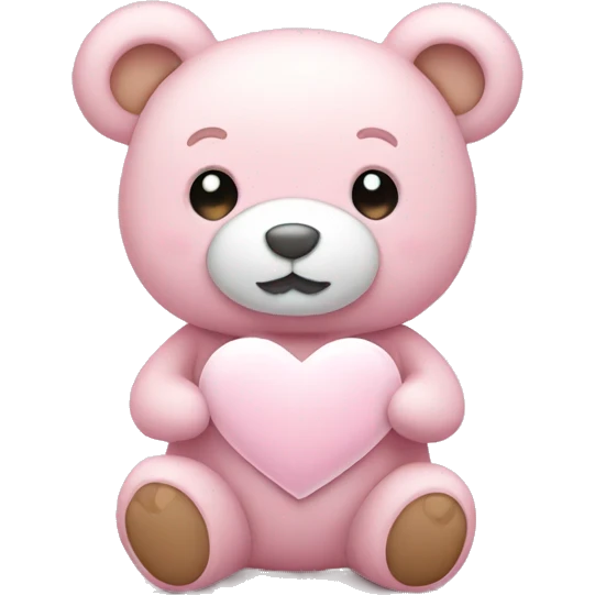 Light pink teddy bear with white heart emoji