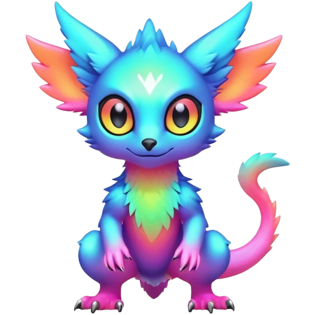 futuristic lush warm-colored modern colorful neon-colored Fakémon-Digimon-Trico-Vernid-creature emoji