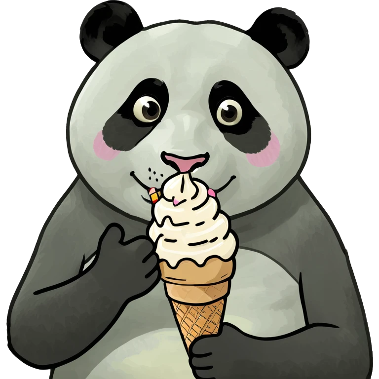 Panda eating ice cream emoji