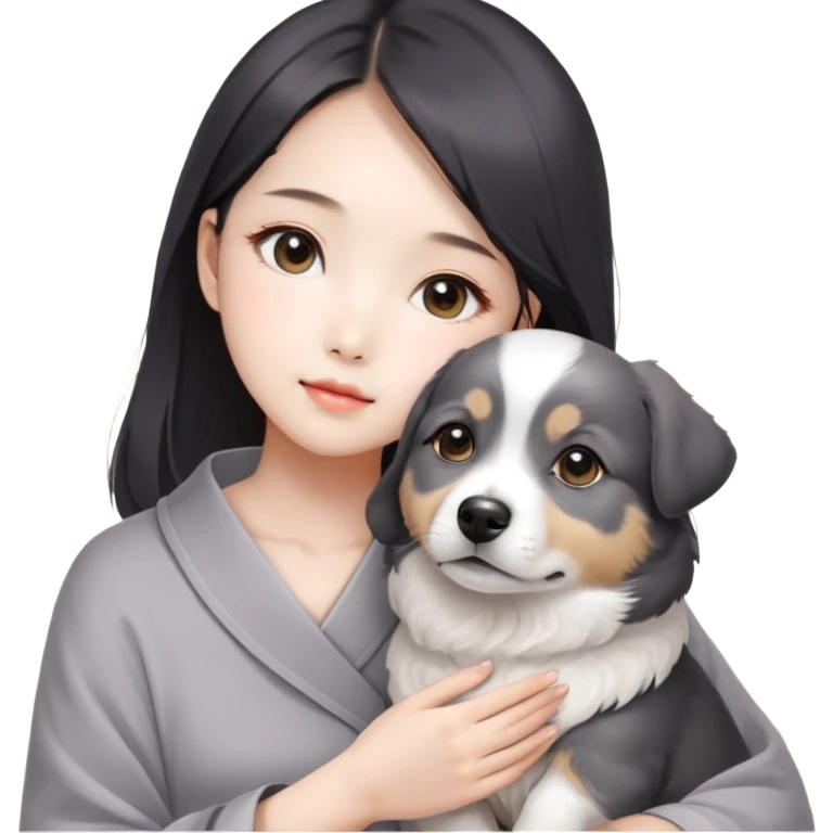 灰色贵宾犬西施女孩小狗 emoji