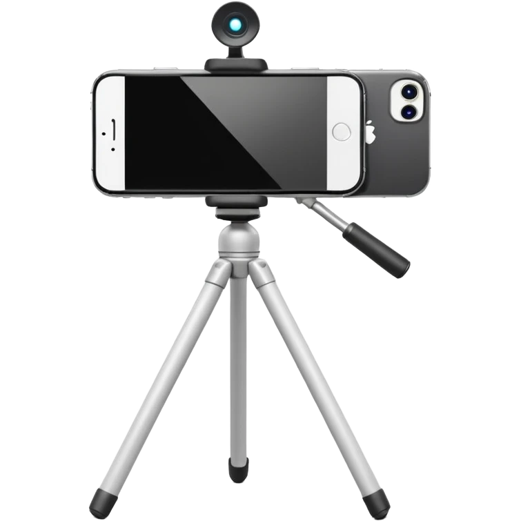 3D Apple-style emoji of a white tripod holding an iPhone 16 Pro,
rear view, visible camera lenses,
clean white background, smooth rounded design emoji