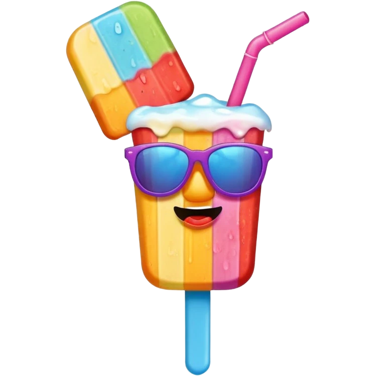 popsicle with accessories and eyes emoji