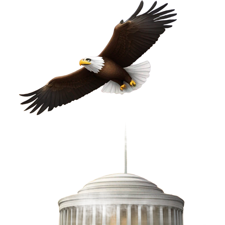 Eagle soaring over Washington monument  emoji