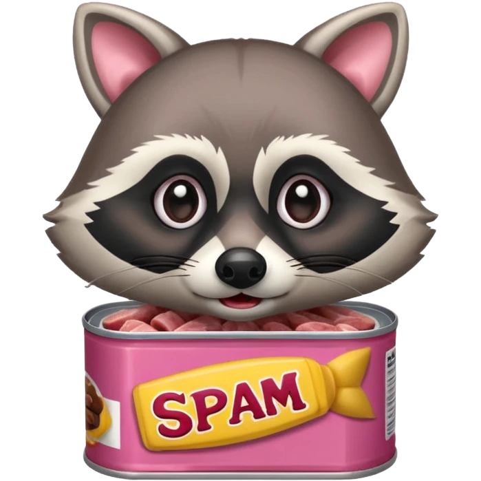 raccoon eating SPAM meat EMOJI  emoji