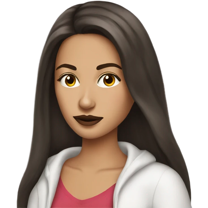 Pretty brunette woman paint her face  emoji