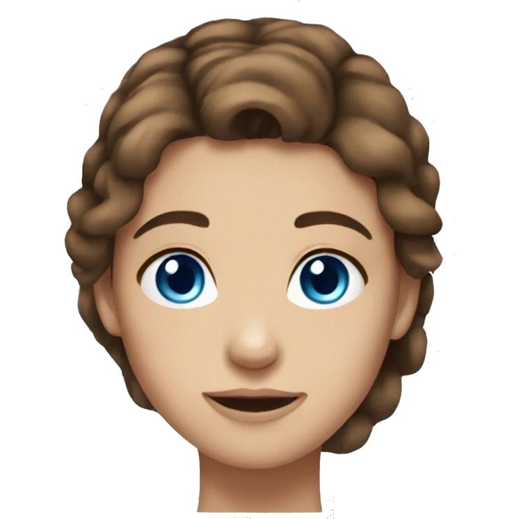 Pretty girl brown hair blue eyes emoji