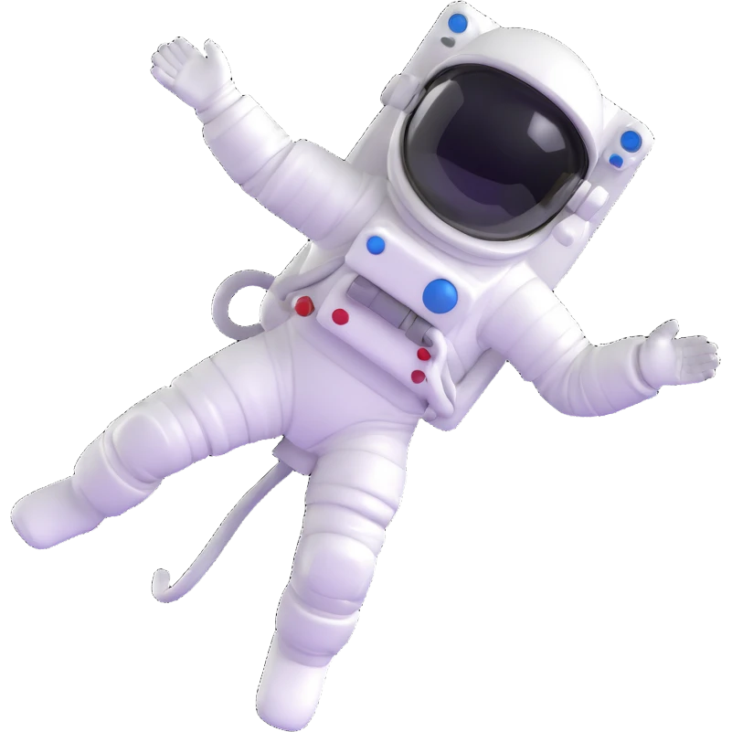 astronaut floating in space with bright colors and prominent details emoji