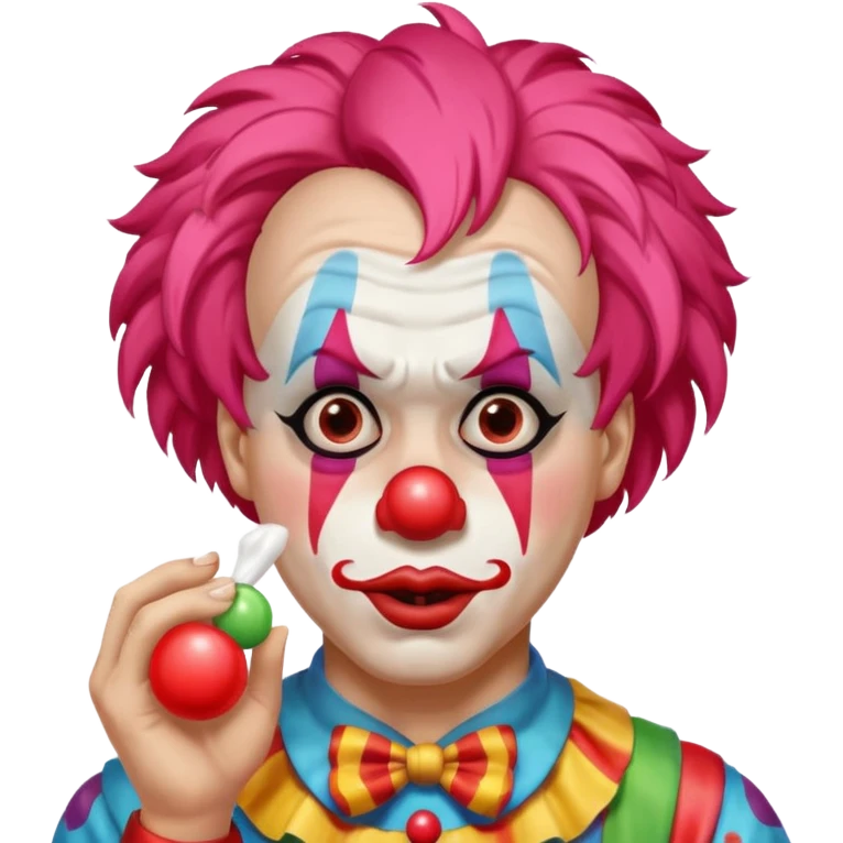 A clown holding his nose because he can smell poop emoji