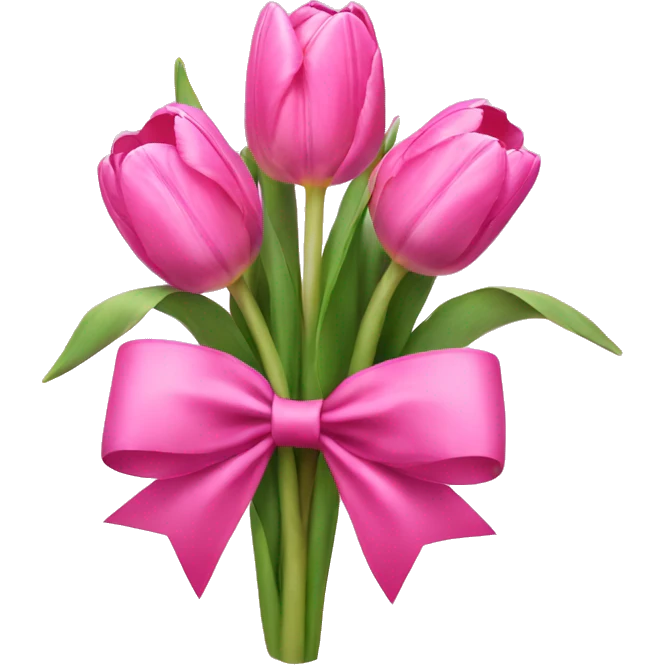 Pink tulips with a bow emoji