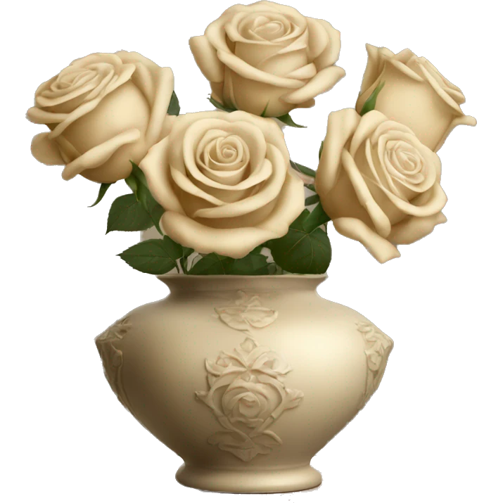 Beige roses in a vintage vase emoji
