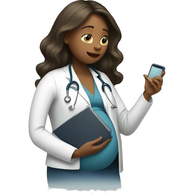 pregnant woman talking to a doctor emoji