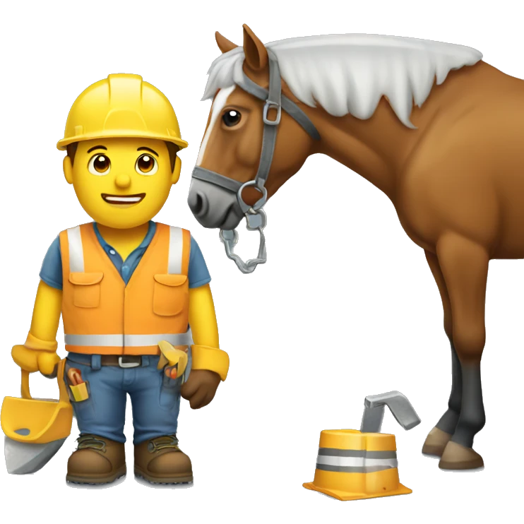 Horse doing construction worker  emoji
