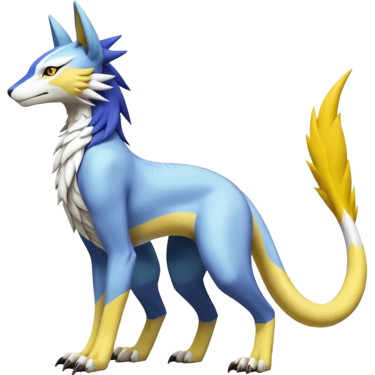 Latias-Vernid-Sergal-Lombax-Koraidon-Renamon-Zeraora-Bastet-Fakémon-Digimon-hybrid-fusion-creature, full body emoji