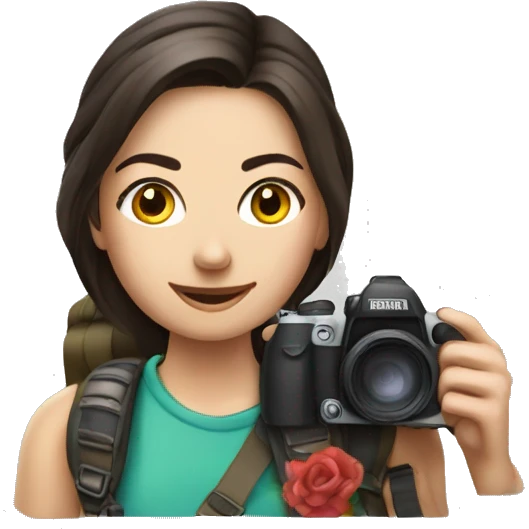 woman photographer fujifilm camera hiking taking photo brunette emoji