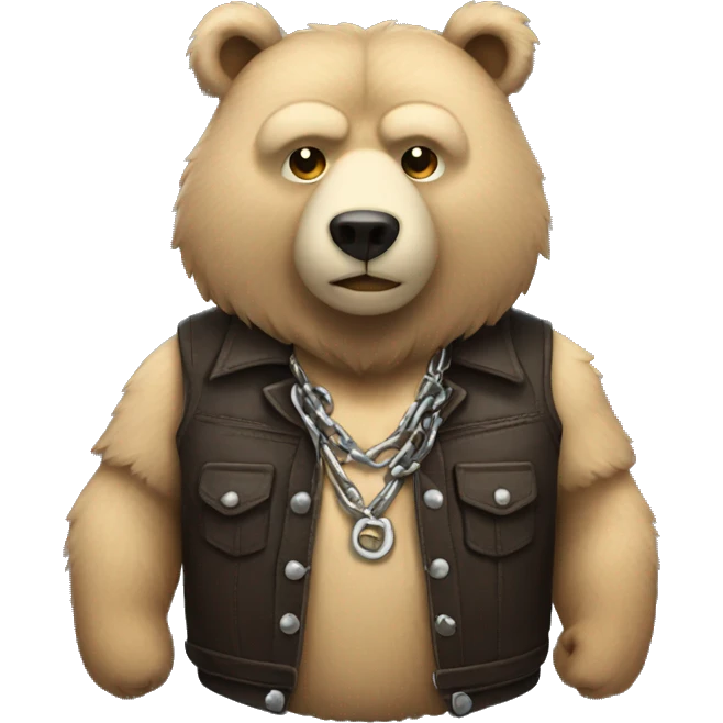 bear wearing a leather vest and thick chain emoji