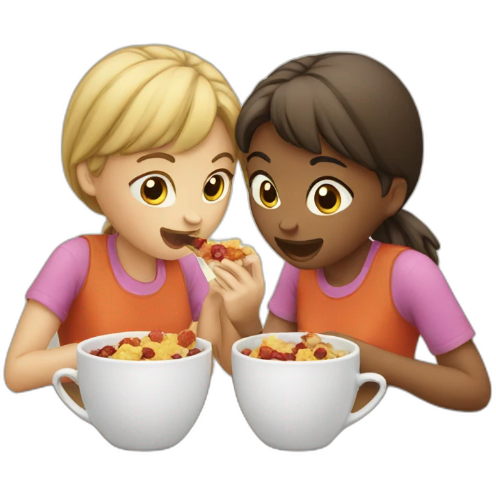 two girls eating from one cup emoji