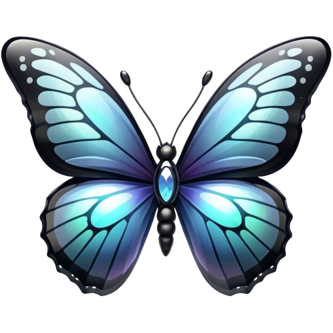 Glossy shiny Obsidian glass crystal butterfly emoji