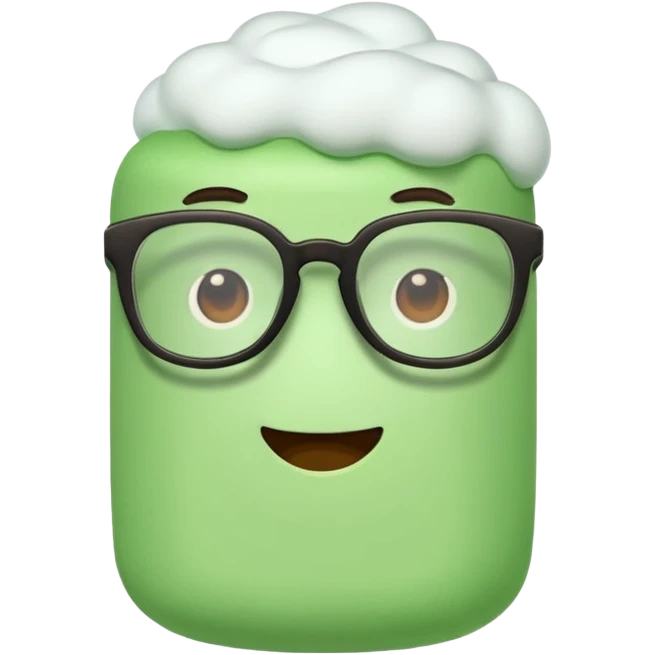 green marshmallow with glassess, just marshmallow emoji