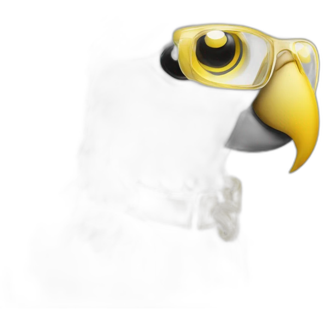 white parrot with a yellow crest in transparent glasses emoji