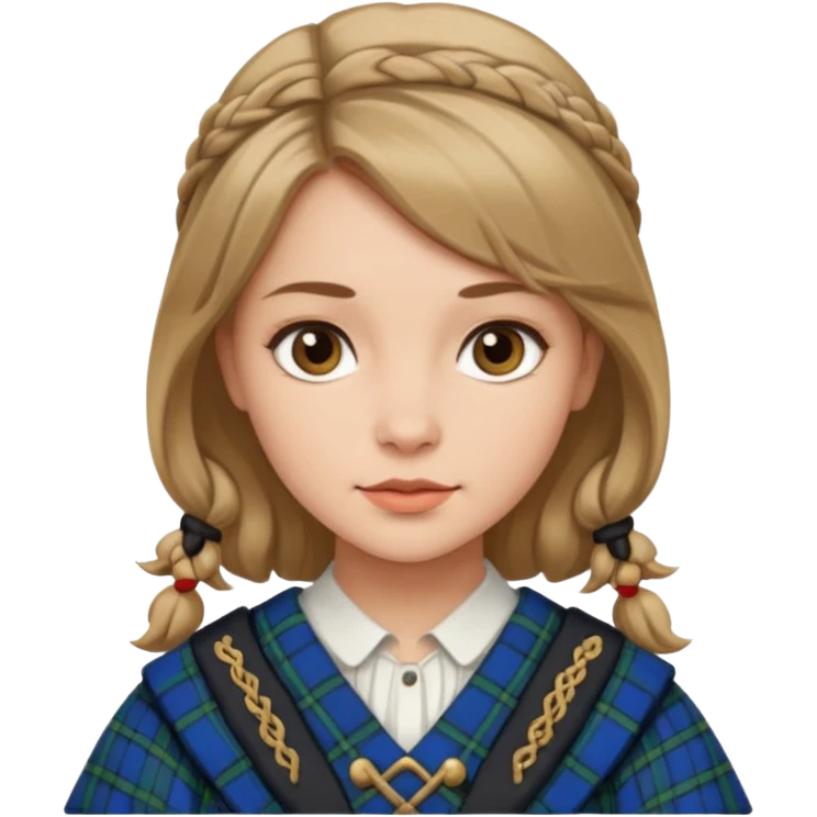 female with scottish attire and dark blonde hair emoji