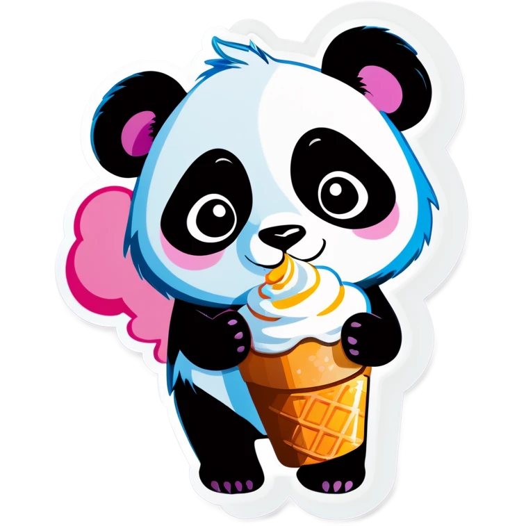 Panda eating ice cream emoji
