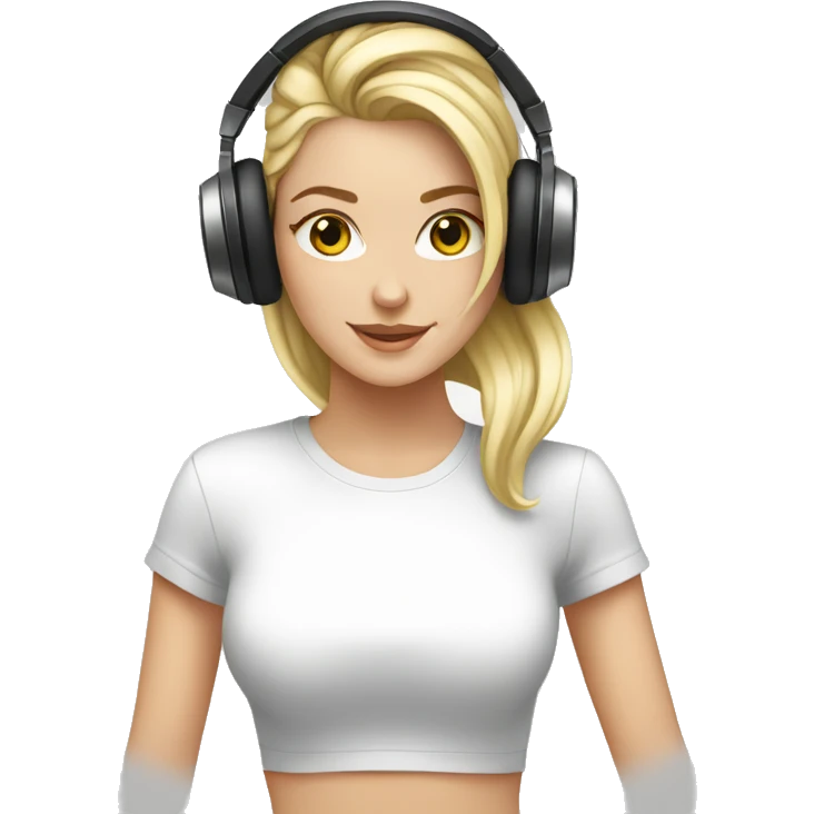 White girl electro dj on turntables emoji