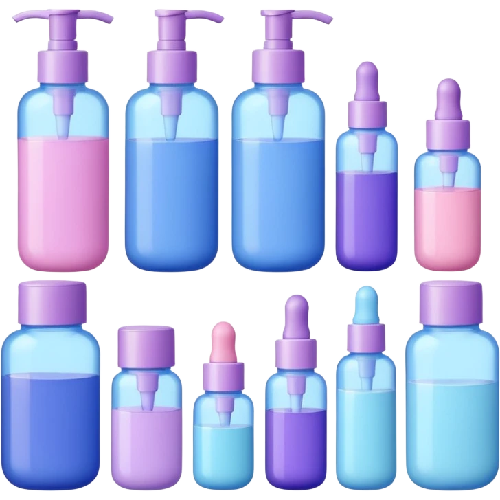 aesthetic skincare products asmr pink blue purple emoji