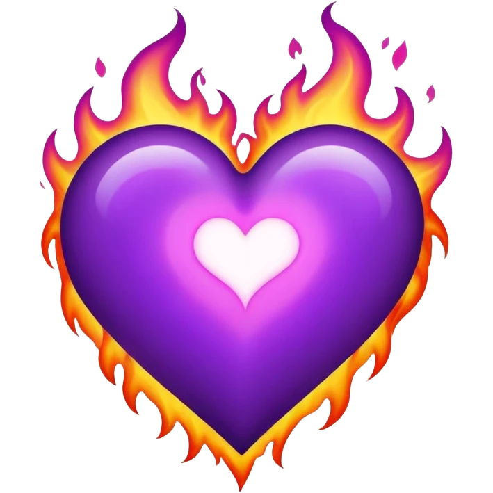 Corazón llameante morado emoji