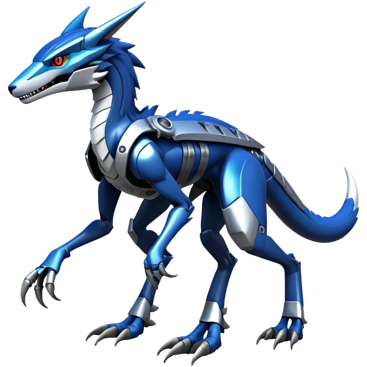Futuristic Modern Mechanical Sergal-raptor-nargacuga-vernid, full body emoji
