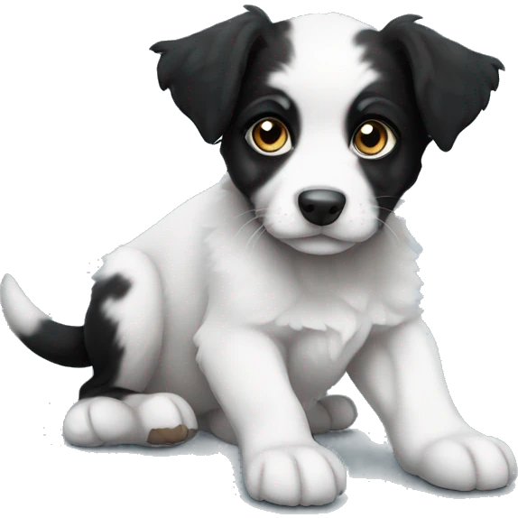 Aussie puppy black tri, ble eyes,  emoji