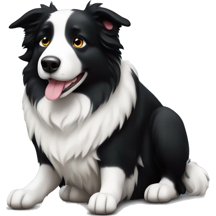 black and white morbidly obese border collie emoji
