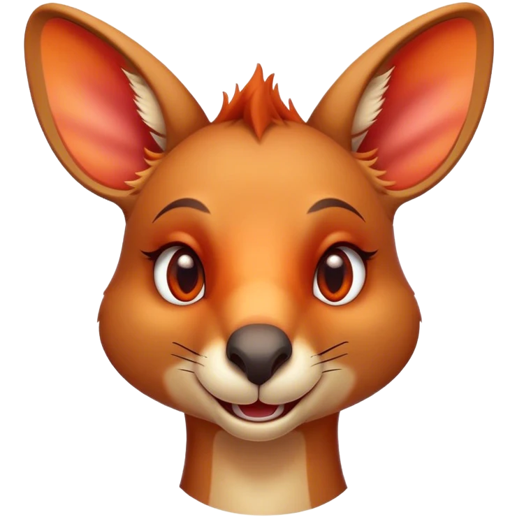 Cinematic Comical Kangaroo Portrait Emoji, Head tilted dramatically with an exaggeratedly amused expression, featuring a striking red-orange fur with a playful glint in its wide, expressive amber eyes, Simplified yet hilariously expressive features, highly detailed, glowing with a slightly sassy glow, high shine, dramatic yet playful, stylized with an air of cheeky outback mischief, bright and endearing, soft glowing outline, capturing the essence of a spirited and over‐the‐top kangaroo, so meme‐worthy it feels like it could bounce its way into internet fame instantly! emoji