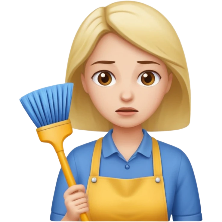 lady cleaning excessively and feeling anxious emoji