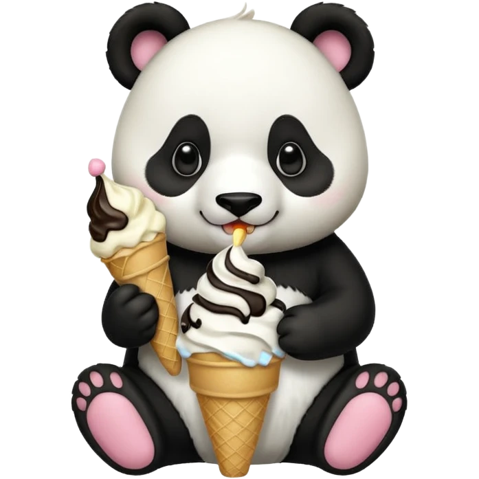 Panda eating ice cream emoji