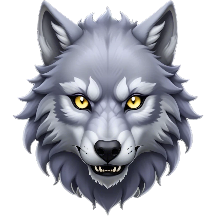Cinematic Noble Werewolf Portrait Emoji, Formidable and majestic, with a powerful lupine silhouette in moonlit grays and silvers, featuring piercing, wise eyes and a dignified snarl that hints at untamed strength, simplified yet intricately detailed, glowing with a soft, lunar outline that encapsulates the noble duality of feral instinct and loyal guardianship! emoji