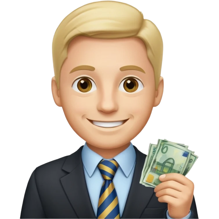 AN UNCLE with a tie in business clothes and with euro money
 emoji