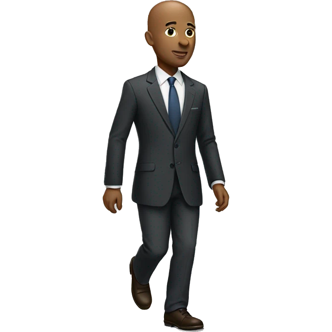 Bald African American man walking in suit emoji