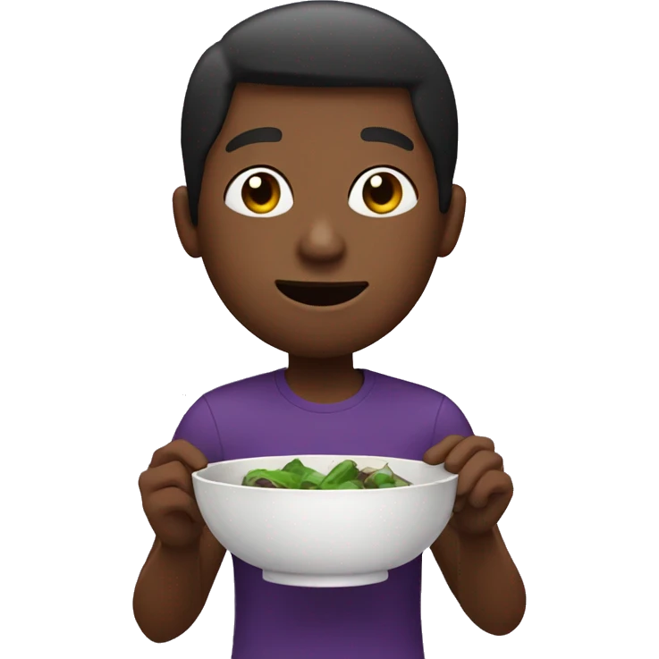 Black guy eating bowl of eggplant emoji