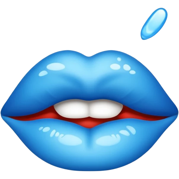 Blue kiss mark lip print emoji