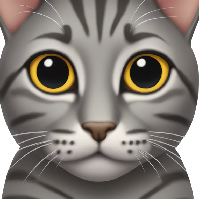 Dark gray tabby cat with brown eyes emoji