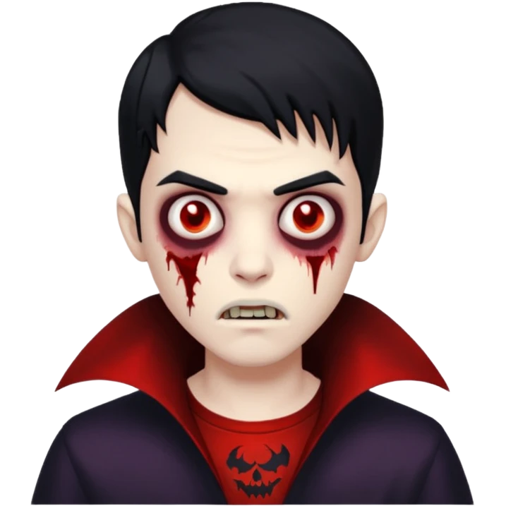 male teen with black hair zombie vampire emoji