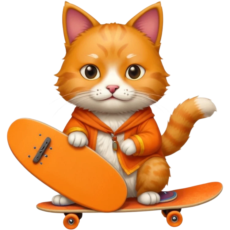 ancient chinese cat hold skateboard  emoji